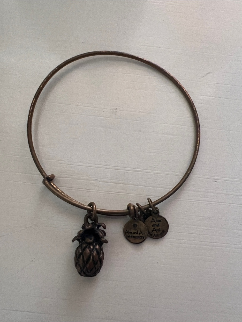 Alex and Ani Bronze Pineapple Charm Bangle Bracelet